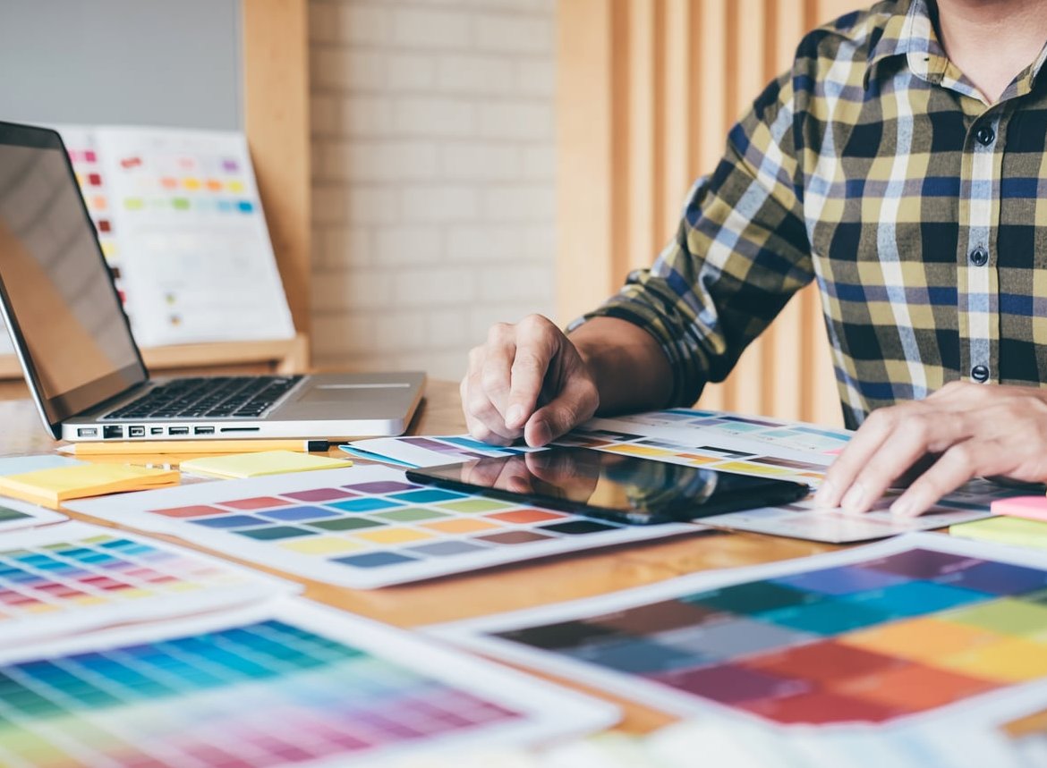 graphic designer working laptop