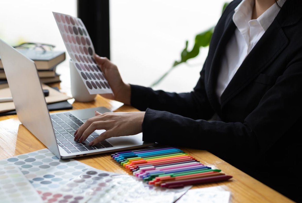 graphic designer working laptop