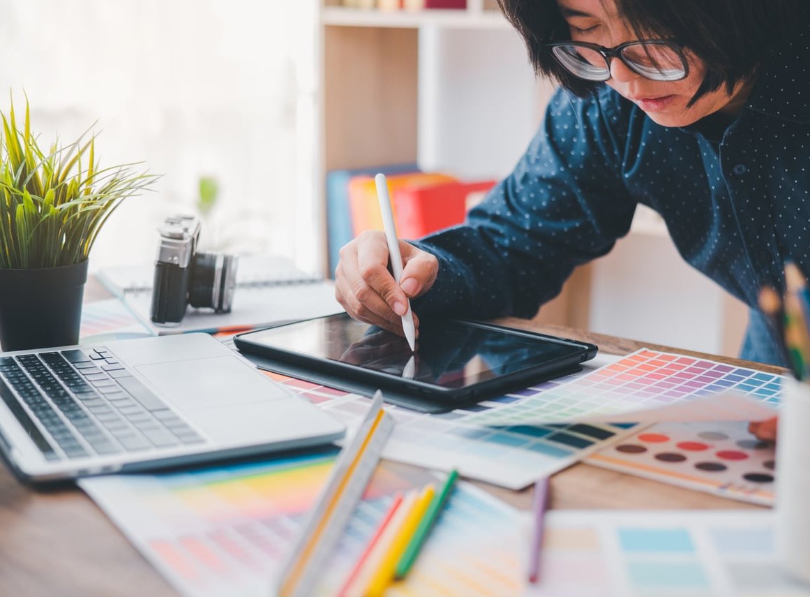 graphic designer working laptop
